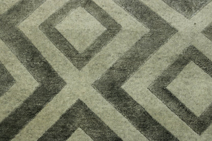 Modern Diamond Design Wool/silk Hand Knotted Rug 2.6x10.0 -w2040