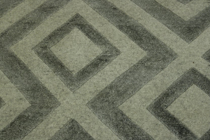 Modern Diamond Design Wool/silk Hand Knotted Rug 2.6x10.0 -w2040