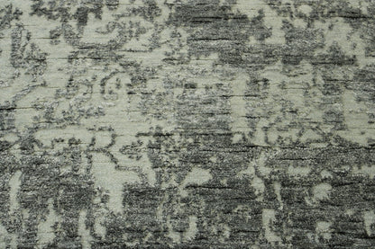 Transitional Abstract Broken Design Wool/silk Hand Knotted Rug 2.6x9.9 -w20162