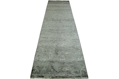 Transitional Abstract Broken Design Wool/silk Hand Knotted Rug 2.6x9.9 -w20162