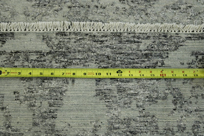 Transitional Abstract Broken Design Wool/silk Hand Knotted Rug 2.6x9.9 -w20162