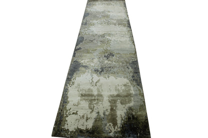 Modern Abstract Broken Design Wool/silk Hand Knotted Rug 2.7x10.0 -w20253