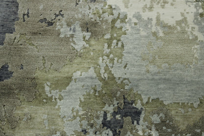 Modern Abstract Broken Design Wool/silk Hand Knotted Rug 2.7x10.0 -w20253