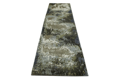 Modern Abstract Broken Design Wool/silk Hand Knotted Rug 2.7x10.0 -w20253
