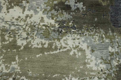 Modern Abstract Broken Design Wool/silk Hand Knotted Rug 2.7x10.0 -w20253