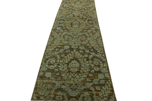 Transitional Suzani Design Chobie Wool Hand Knotted Rug 3.0x9.11 -w2107
