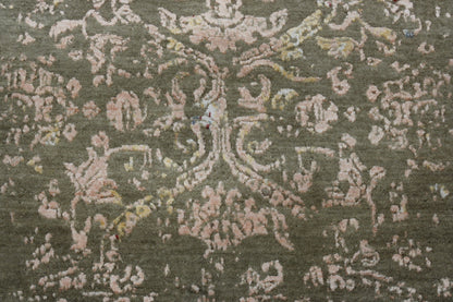 Transitional Abstract Broken Design Wool/silk Hand Knotted Rug 2.5x9.10 -w2074