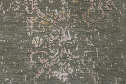 Transitional Abstract Broken Design Wool/silk Hand Knotted Rug 2.5x9.10 -w2074
