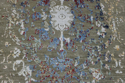 Transitional Abstract Broken Design Wool/silk Hand Knotted Rug 2.5x9.10 -w2074