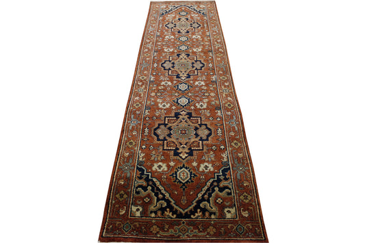 Tribal Heriz Wool Hand Knotted Rug 2.8x9.9 -w20077