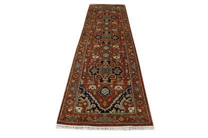 Tribal Heriz Wool Hand Knotted Rug 2.8x9.9 -w20077