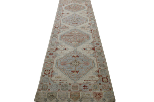 Oushak Whitewash Chobie Wool Hand Knotted Rug 2.10x9.10 -w20354