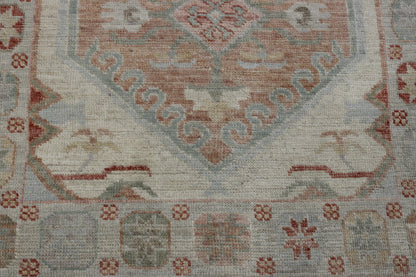 Oushak Whitewash Chobie Wool Hand Knotted Rug 2.10x9.10 -w20354