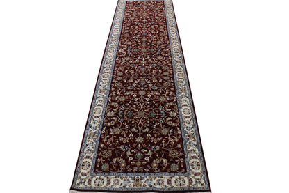 Traditional Fine Nain Design Wool/silk Hand Knotted Rug 2.9x10.5 -w2389