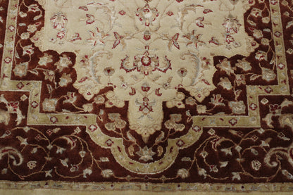 Traditional Jaipur Tabriz Design Wool/Silk Hand Knotted Rug 4x6 - w2213