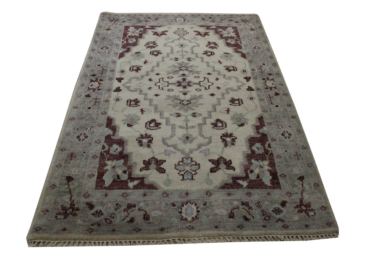 Tribal Heriz Oushak Wool Hand Knotted Rug 4x6 - w2203
