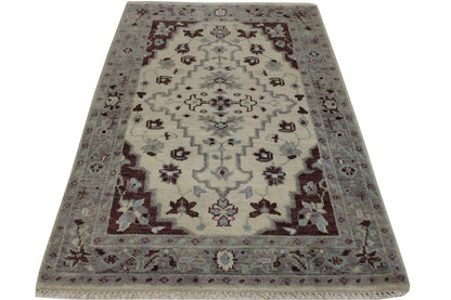Tribal Heriz Oushak Wool Hand Knotted Rug 4x6 - w2203