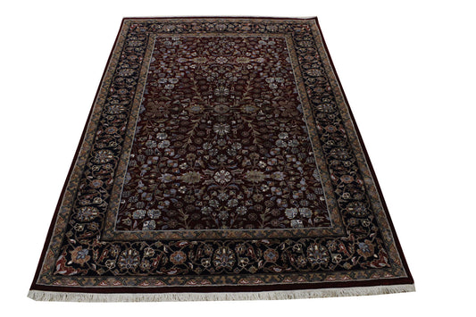 Traditional Turk Heraki Wool/Silk Hand Knotted Rug 4x6 - w20224