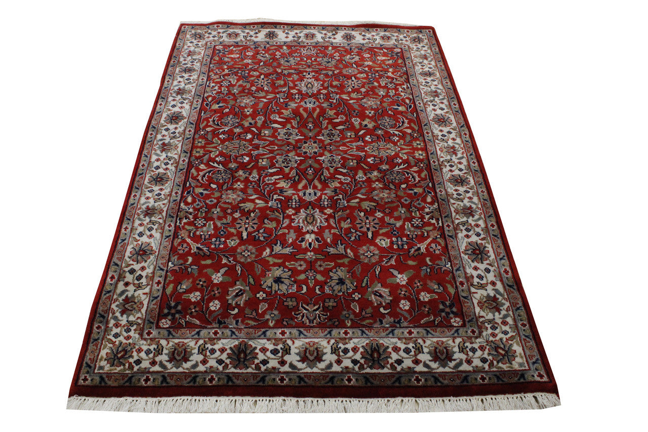 Traditional Mahal Design Wool Hand Knotted Rug 4x6 - w2211
