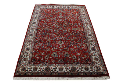 Traditional Mahal Design Wool Hand Knotted Rug 4x6 - w2211