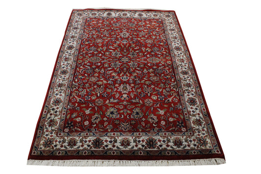 Traditional Mahal Design Wool Hand Knotted Rug 4x6 - w2211