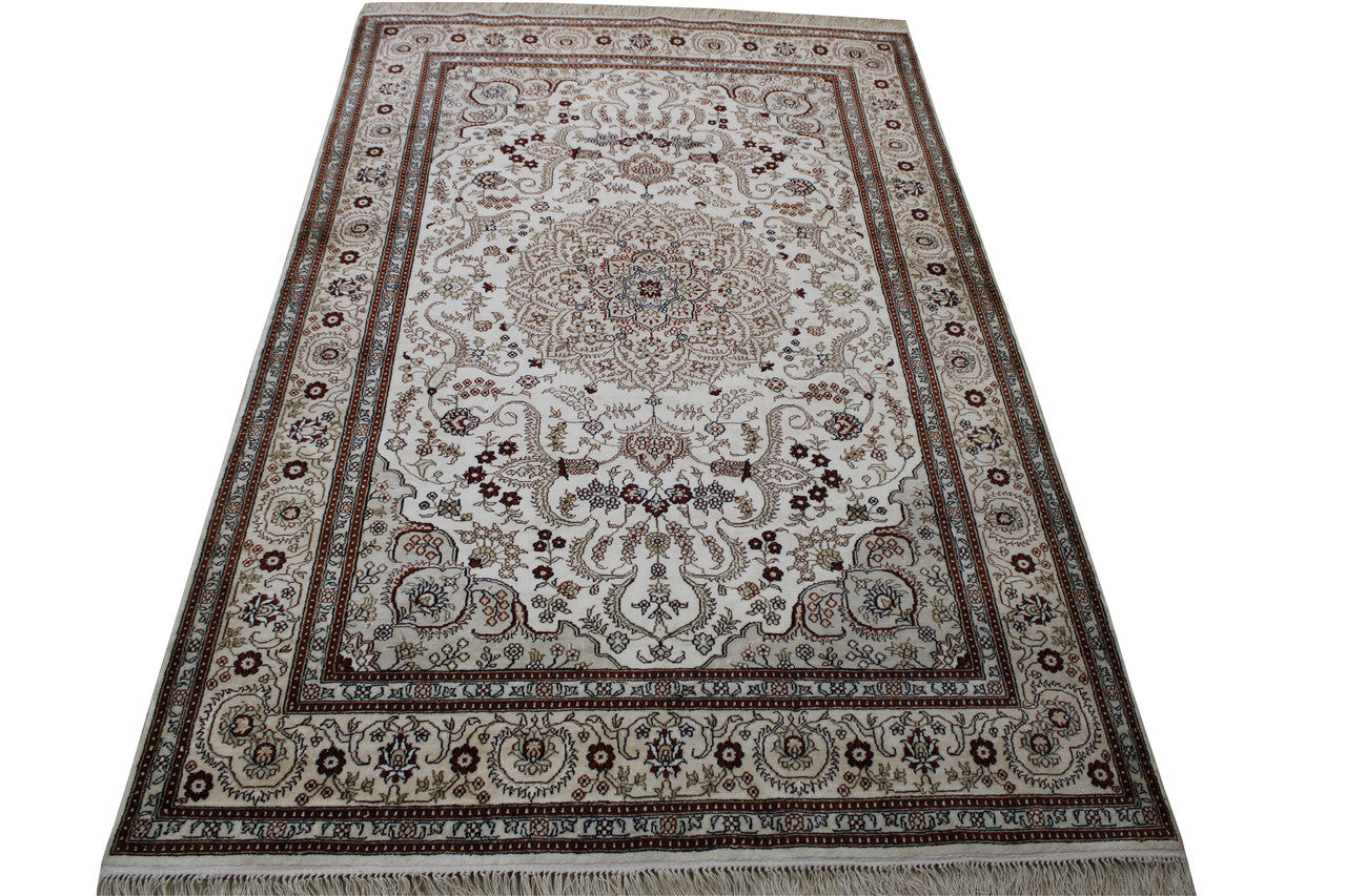 Traditional Sino Chinese Tabriz Silk Hand Knotted Rug 4x6 - w5050