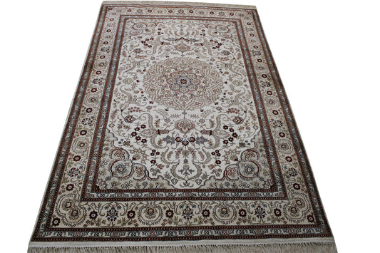 Traditional Sino Chinese Tabriz Silk Hand Knotted Rug 4x6 - w5050