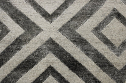 Modern Diamond Design Wool/silk Hand Knotted Rug 3x5 - w2052