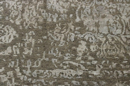 Transitional Abstract High low Wool/silk Hand Knotted Rug 3x5 - w2021