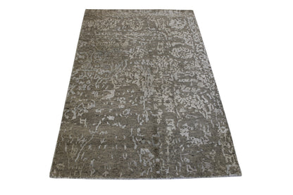 Transitional Abstract High low Wool/silk Hand Knotted Rug 3x5 - w2021