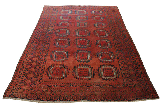 Traditional Antique Bokhara Good Condition Wool Hand Knotted Rug 5.0x7.0 - w5044
