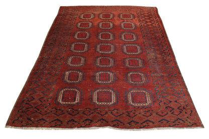 Traditional Antique Bokhara Good Condition Wool Hand Knotted Rug 5.0x7.0 - w5044