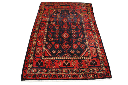 Traditional Antique Hamadan Fair Condition Wool Hand Knotted Rug 4.0X6.0 - w5042