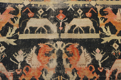 Traditional Antique Tabriz lowpile worn fair condition Wool Hand Knotted Rug 4.0x6.0 - w5039
