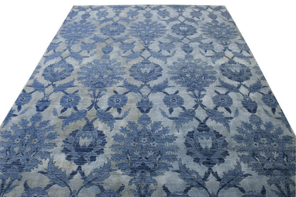Transitional Silky Ikat Wool Hand Knotted Rug 8x10 -w5046