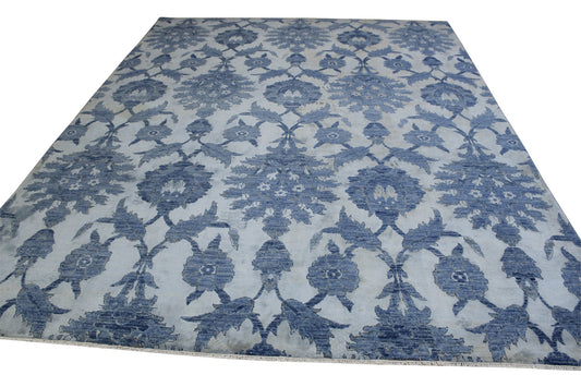 Transitional Silky Ikat Wool Hand Knotted Rug 8x10 -w5046