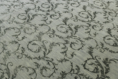 Transitional Floral Design Wool Hand Knotted Rug 8x10 -w2156