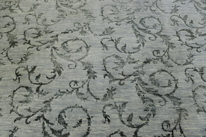 Transitional Floral Design Wool Hand Knotted Rug 8x10 -w2156