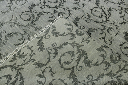 Transitional Floral Design Wool Hand Knotted Rug 8x10 -w2156