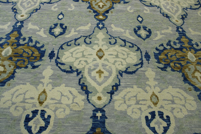 Transitional Ikat Design Wool Hand Knotted Rug 8x10 -w2158