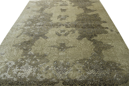 Transitional Abstract Broken Design Wool/silk Hand Knotted Rug 8x10 -w2007