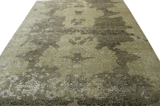 Transitional Abstract Broken Design Wool/silk Hand Knotted Rug 8x10 -w2007