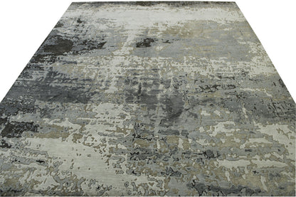 Modern Abstract Broken Design Wool Hand Knotted Rug 8x10 -w20255