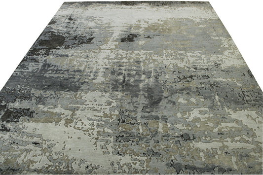 Modern Abstract Broken Design Wool Hand Knotted Rug 8x10 -w20255