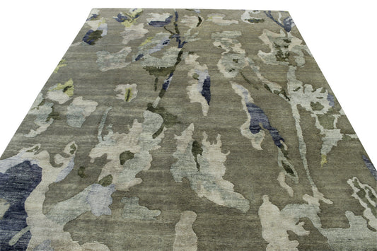 Modern Abstract Broken Design Wool/silk Hand Knotted Rug 8x10 -w2011