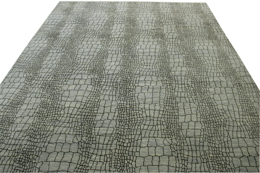 Modern jigjag Design Wool Hand Knotted Rug 8x10 -w2154