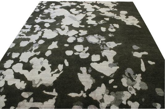 Tansitional Abstract Broken Design Wool/silk Hand Knotted Rug 8x10 -w2012