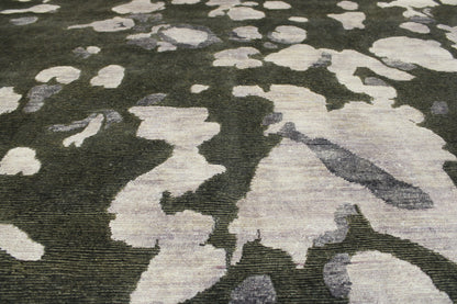 Tansitional Abstract Broken Design Wool/silk Hand Knotted Rug 8x10 -w2012