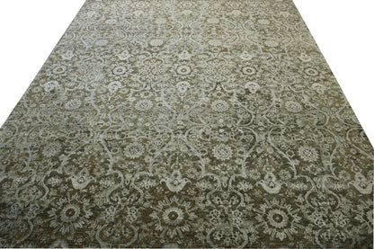 Transitional Abstract Broken Design Wool/silk Hand Knotted Rug 8x10 -w2000