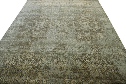 Transitional Abstract Broken Design Wool/silk Hand Knotted Rug 8x10 -w2006